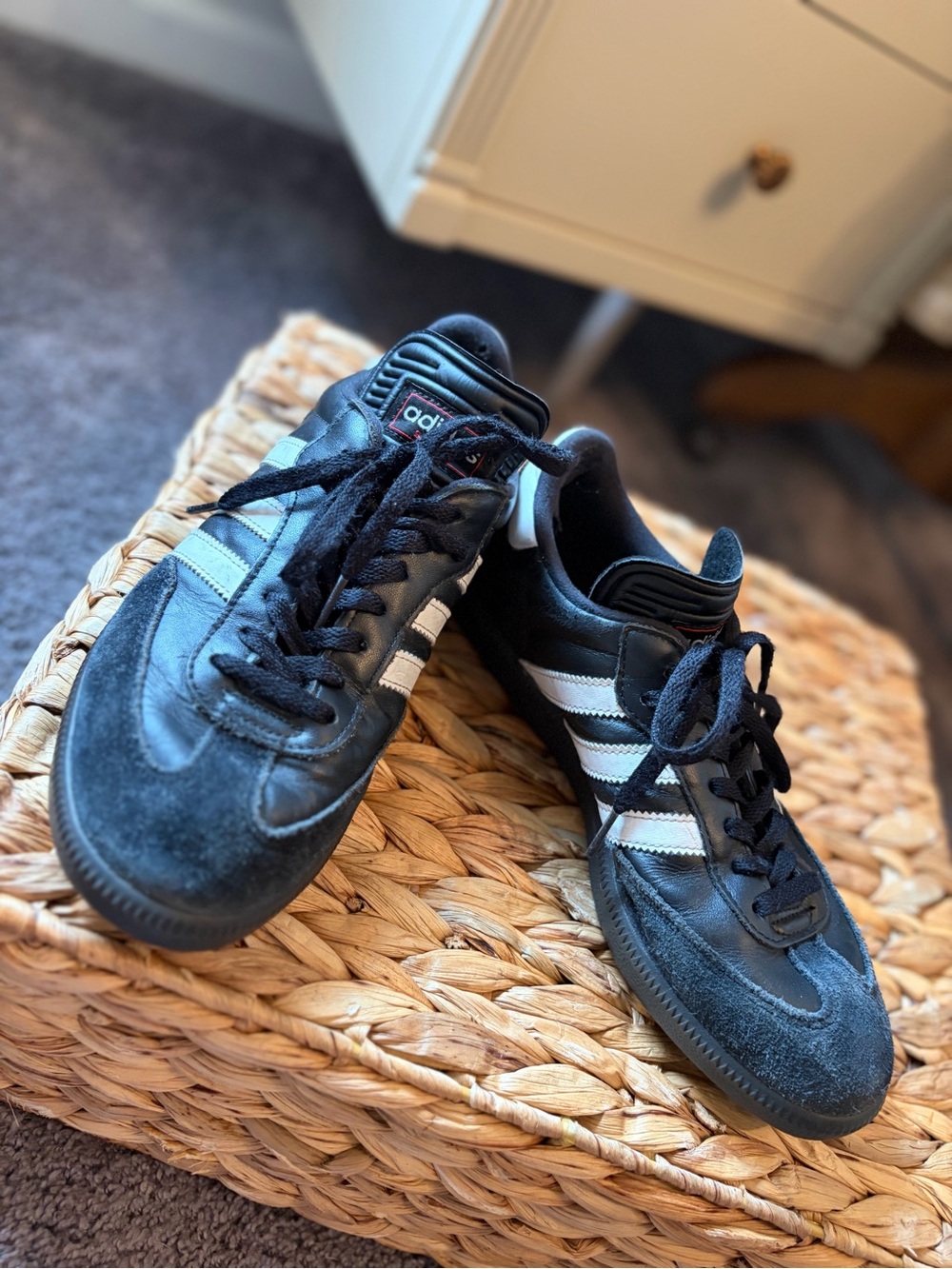 adidas Men’s Samba Black & White Leather Sneakers